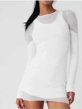 Alo Yoga White Mesh Mini Dress size Medium